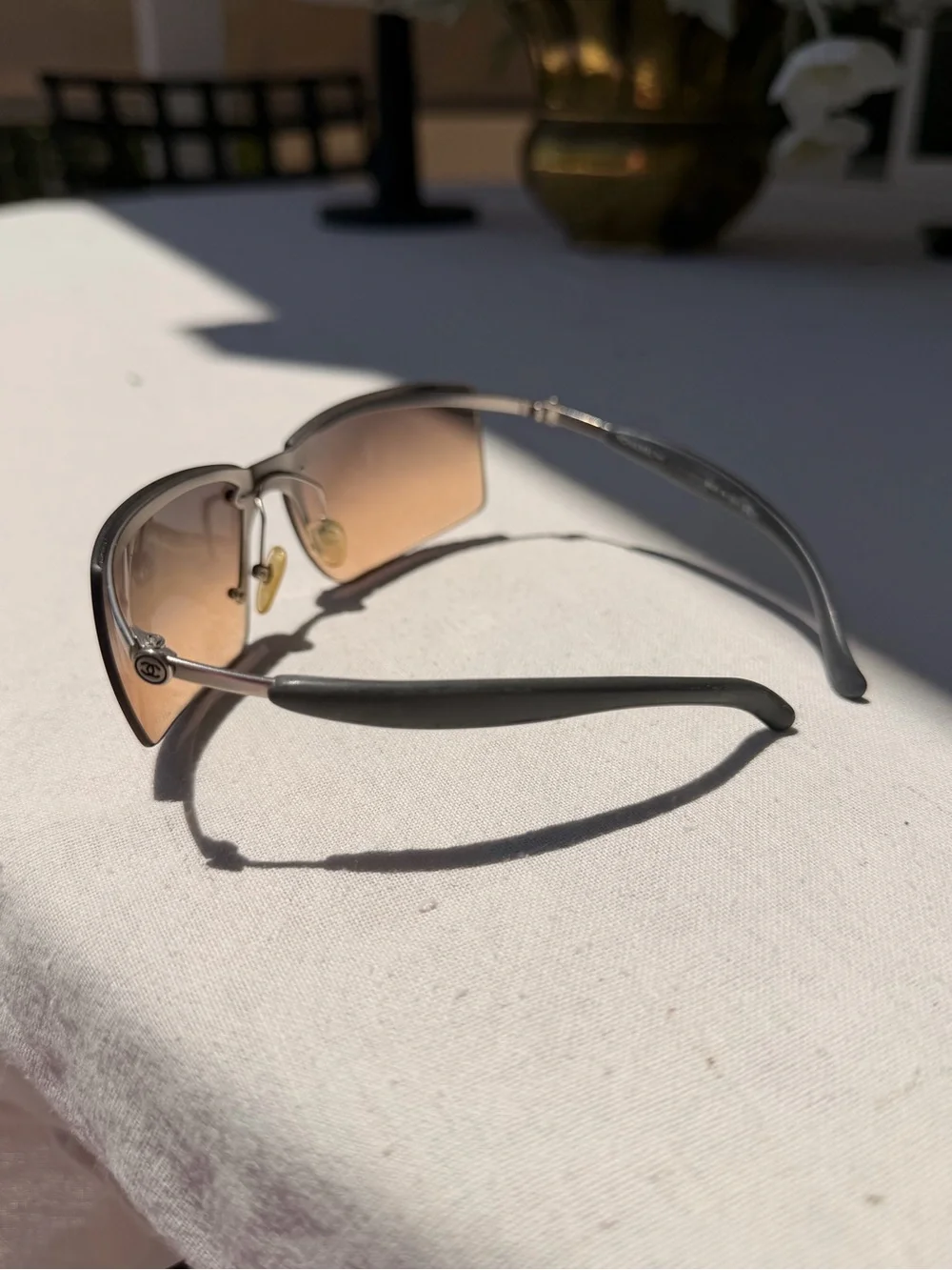 CHANEL Brown Gradient Rimless Sunglasses